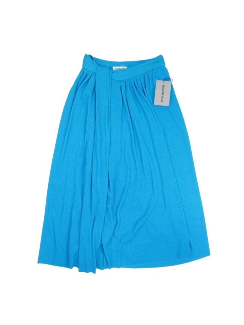 Balenciaga Pleated Knot Skirt Mid-Length Drape Turquoise Blue 34